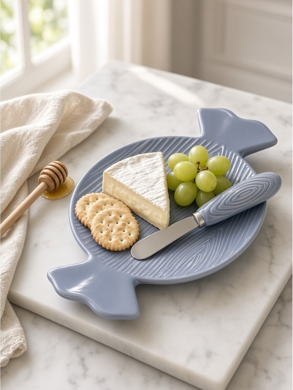Temp-tations by Tara Woodland Slate Blue Candy Dish with Spreader - Oven, Dish,